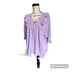 Breezy Pastel Tunic Romantic Prairie Cottagecore Women’s M Ruffled Blouse Top